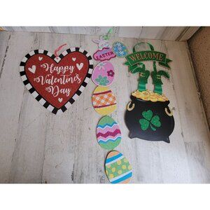 Multi holiday Valentine's Easter St Patrick's Day hanging sign home decor set